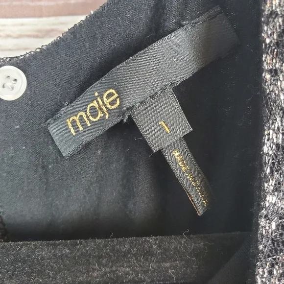 Maje Womens Size 1 Small Rider Argent Black Metallic Fit & Flare Mini Dress - Picture 7 of 11